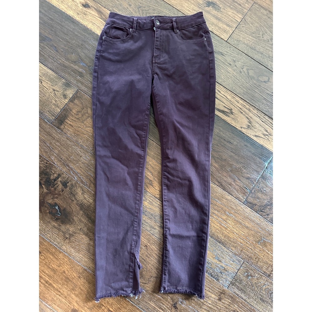 Charlie B Womens Plum Purple Tulip Frayed Hem Skinny Jeans Size 6 C5166RR-618A